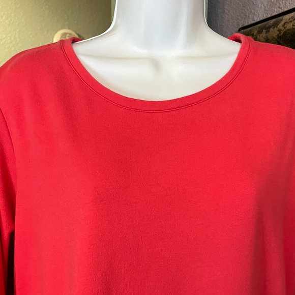 #19 D & Co. Dress- Vibrant Red Knit with Gold Buttoned Sleeve Sz 1X - Picture 4 of 11